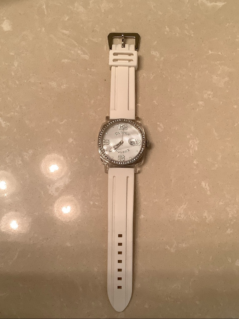 Dooney & Bourke White Silicone Crystal Accent Watch